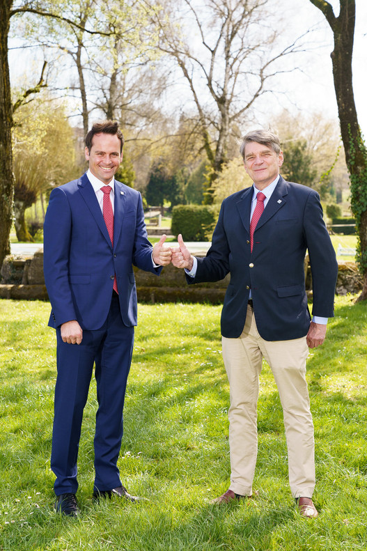 Le futur président de la FSSE Damian Müller (à gauche) et l'actuel président Charles Trolliet assurent la continuité | © FSSE/Marco Finsterwald
