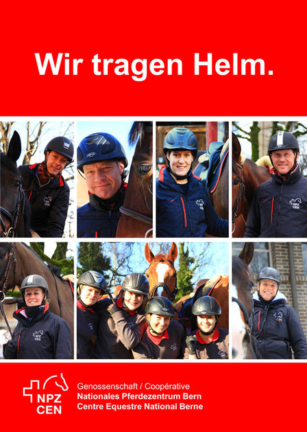 Das Plakat zur Kampagne  "Wir tragen Helm" des NPZ in Bern