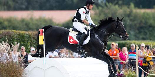Felix Vogg mit Cartania an der EM 2021 Concours Complet in Avenches. | © FEI