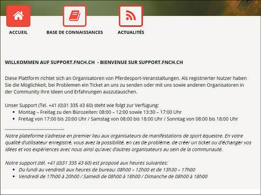 Plateforme de support: support.fnch.ch