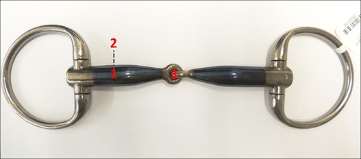 Embouchure «sweet iron» et points de mesure examinés avec le spectromètre XRF portable. Photo: HAFL