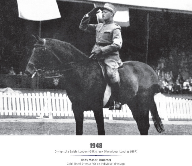 Jeux Olympiques Londres (GBR) 1948 - Hans Moser, Hummer - Or en individuel dressage