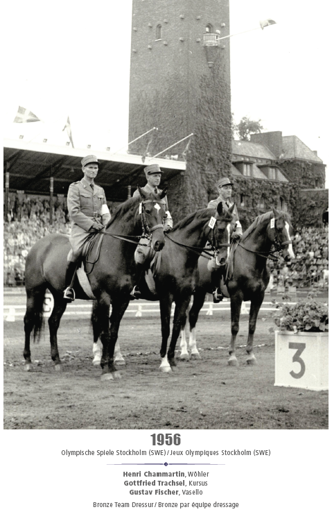 Olympische Spiele Stockholm (SWE) 1956 - Henri Chammartin, Gottfried Trachsel, Gustav Fischer - Bronze Team Dressur