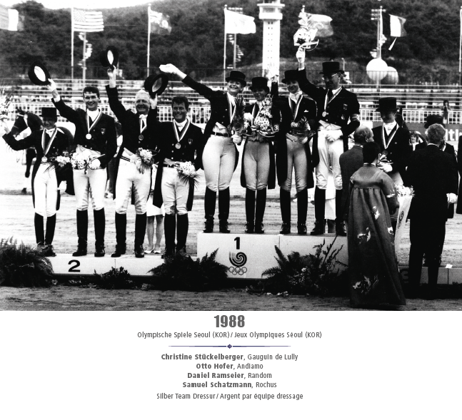 Jeux Olympique Seoul (KOR) 1988 - Christine Stückelberger, Otto Hofer, Daniel Ramseier, Samuel Schatzmann - Argent team dressage