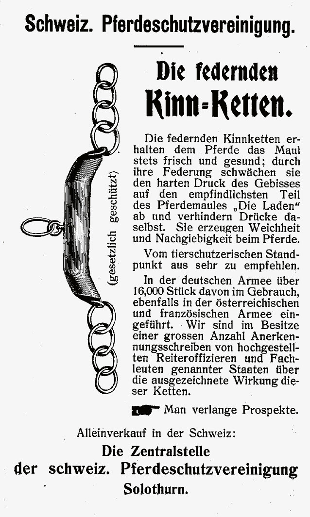 Die federnde Kinnkette - eine Erfindung von Fritz Egger, die insbesondere in der deutschen Armee grossen Anklang fand. | © Archiv Thomas Frei