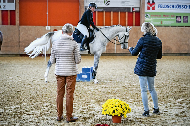 Lors du test en terrain, la réaction du cheval pendant la montée et la descente du cheval est également évaluée. | © Katja Stuppia