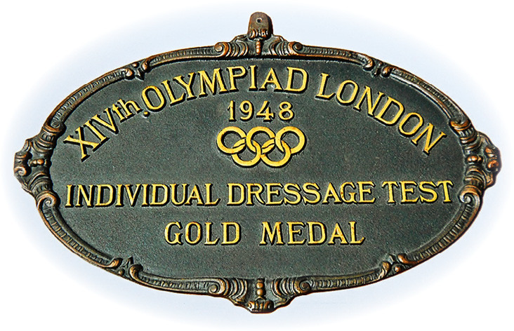 Die Stallplakette für den Dressur-Olympiasieg 1948 in London